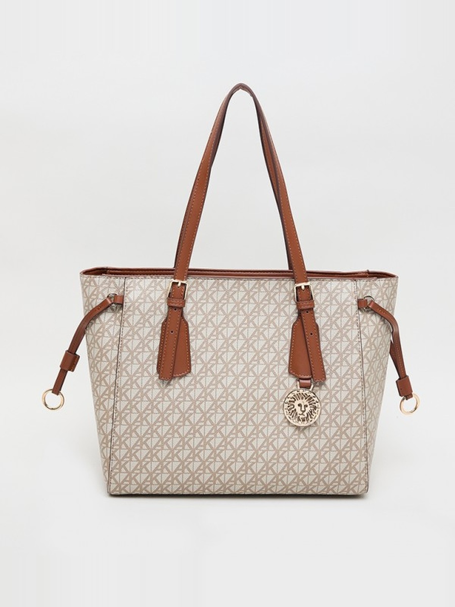 Monogram Patterned PU Tote Bag