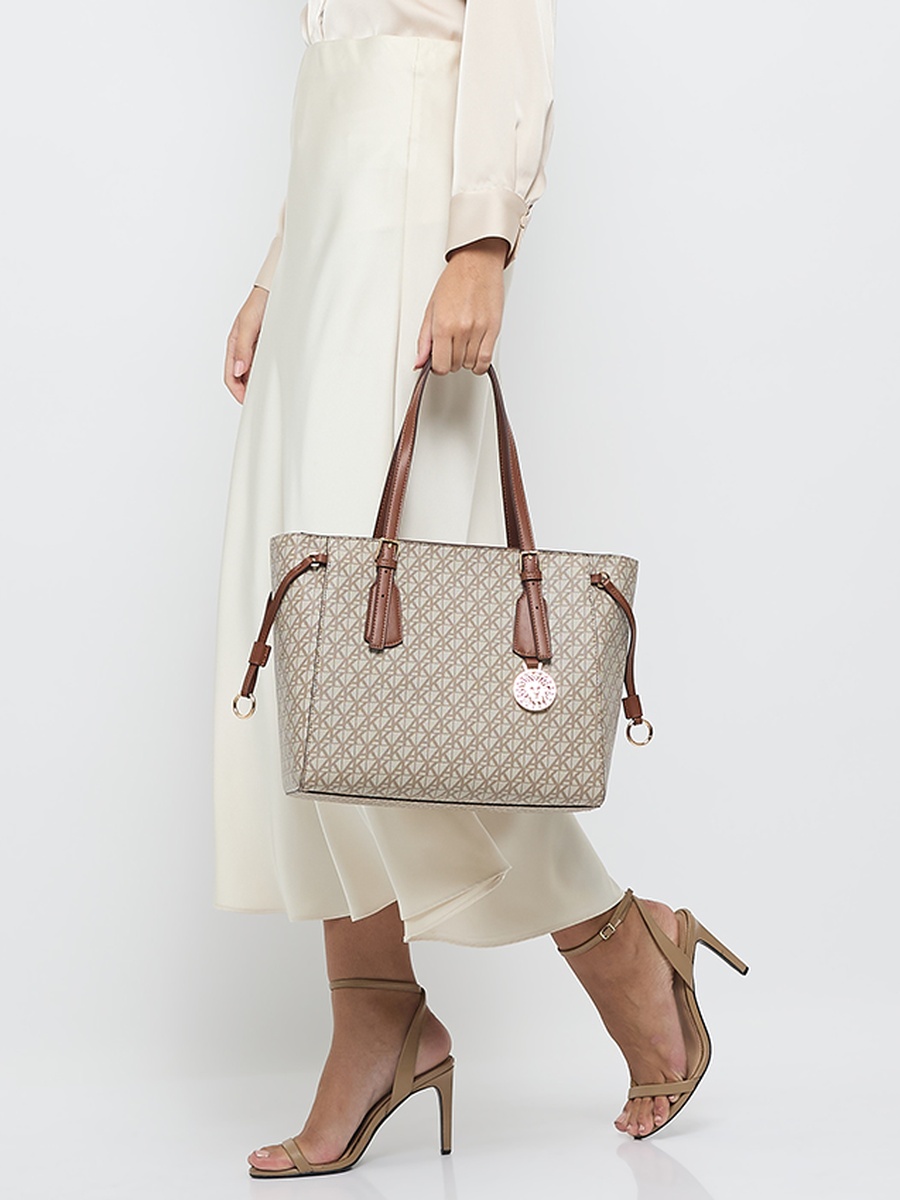 Monogram Patterned PU Tote Bag