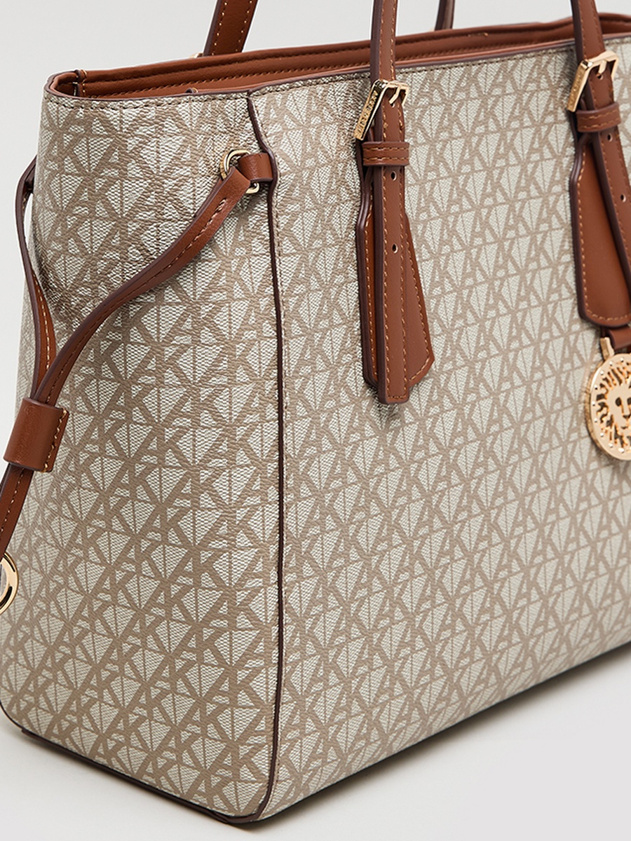 Monogram Patterned PU Tote Bag