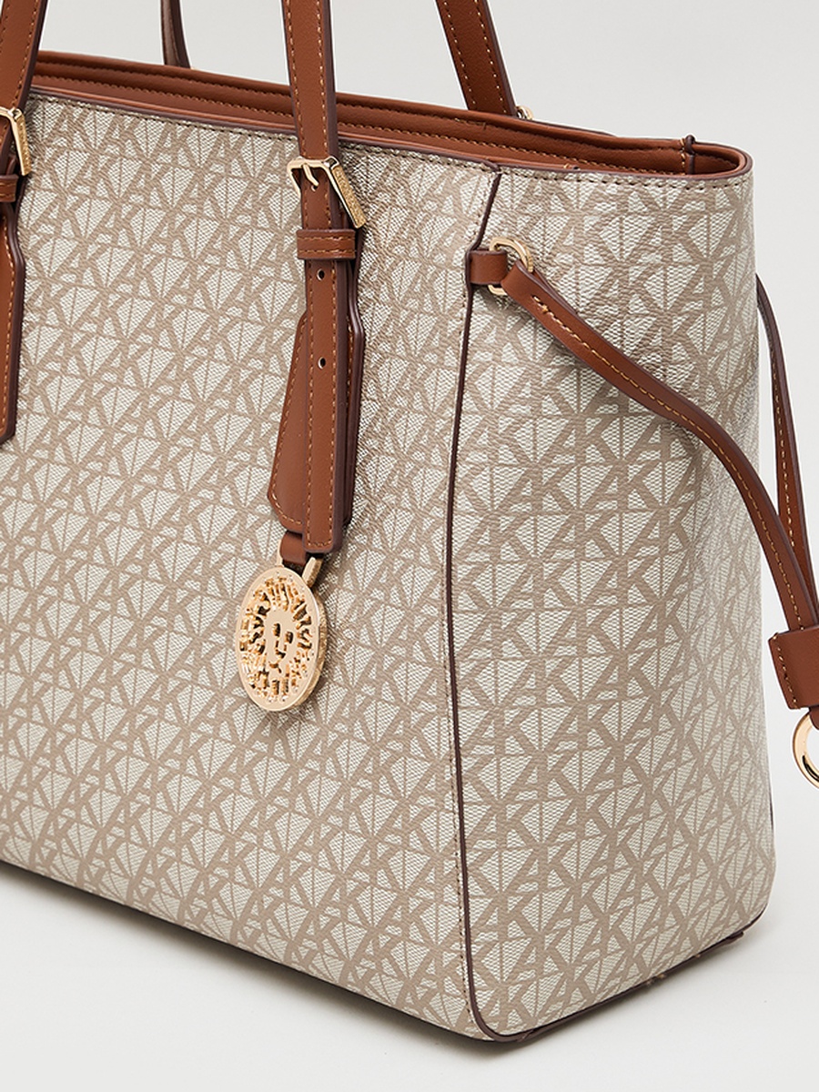 Monogram Patterned PU Tote Bag