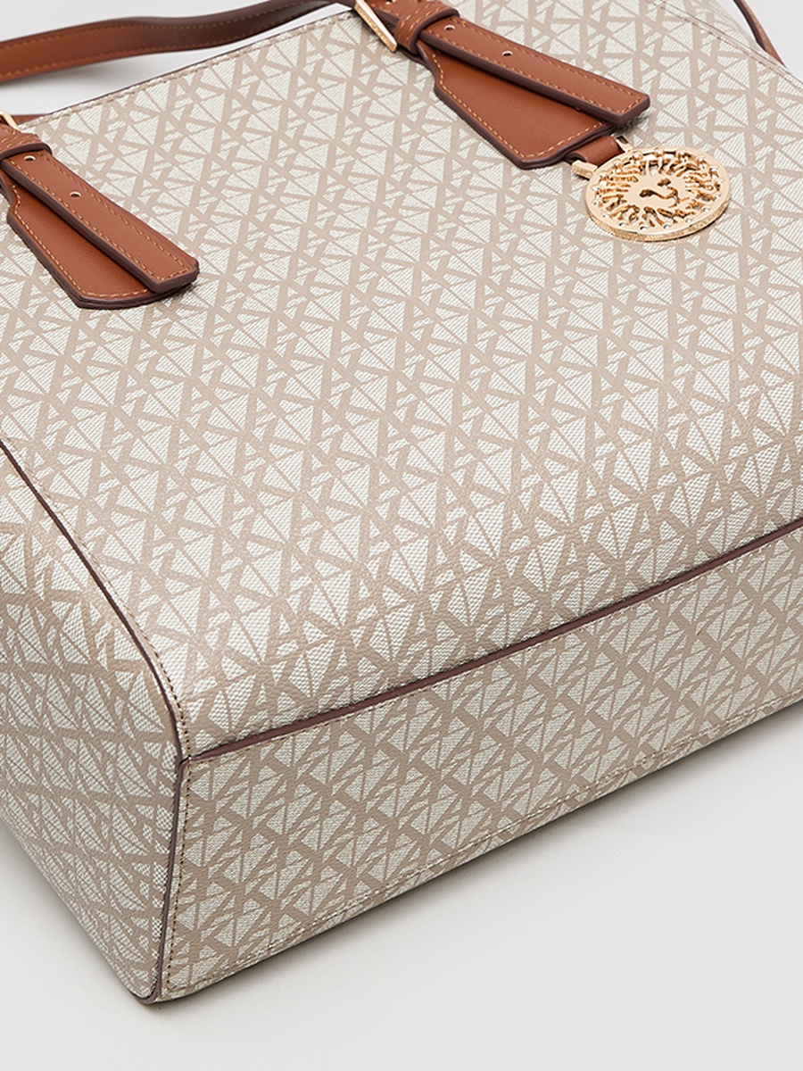 Monogram Patterned PU Tote Bag