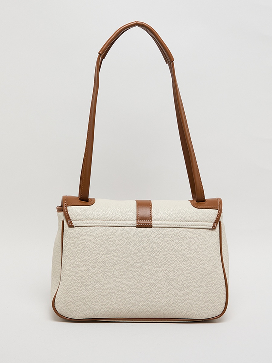 Contrast Detail PU Top Handle Bag