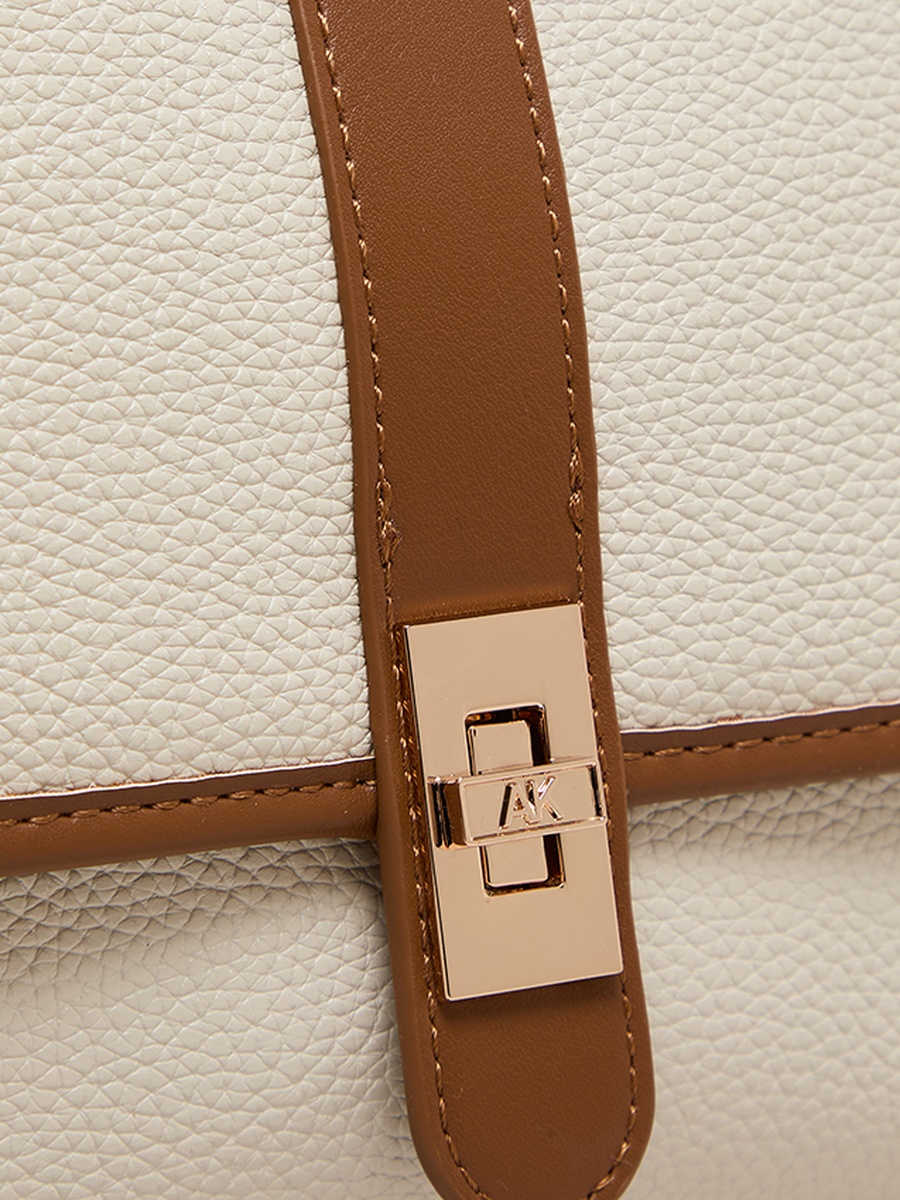 Contrast Detail PU Top Handle Bag