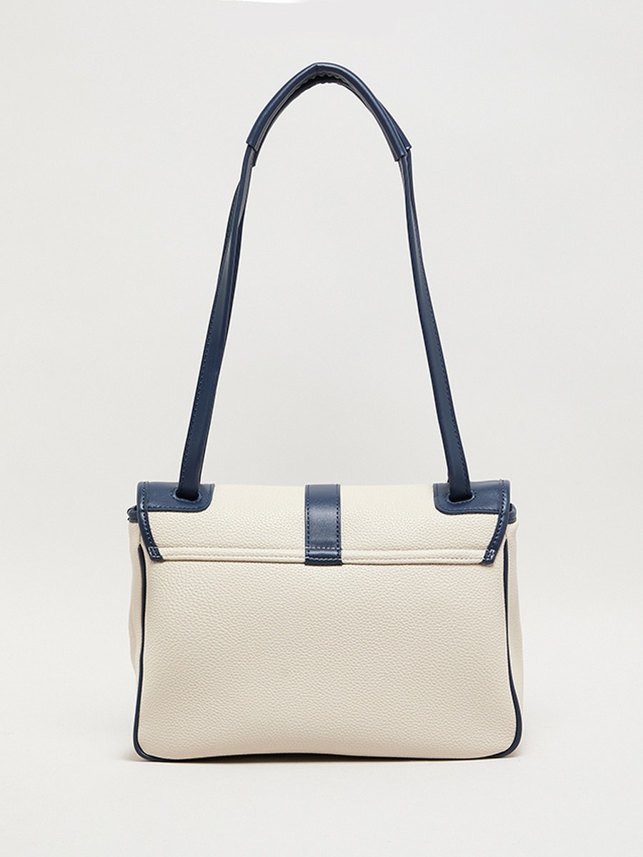 Contrast Detail PU Top Handle Bag