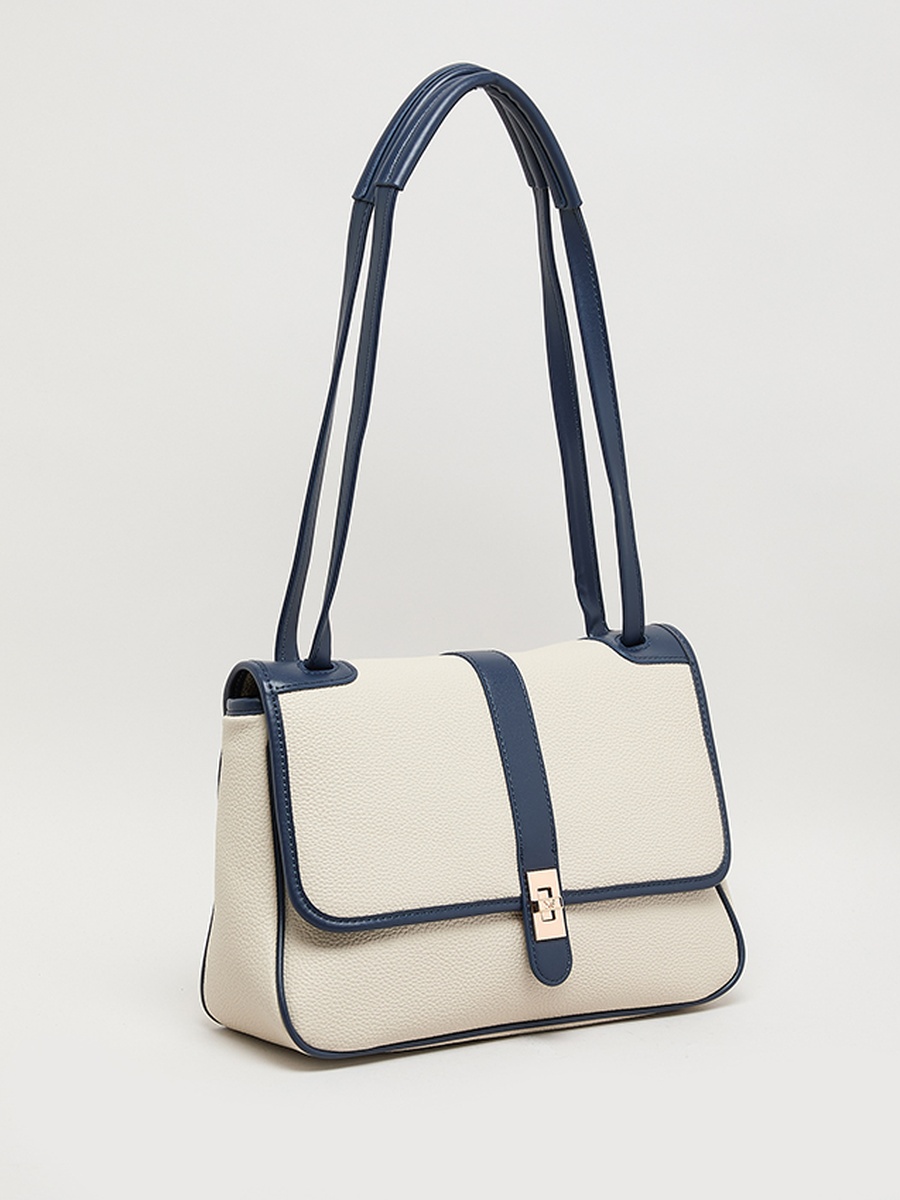 Contrast Detail PU Top Handle Bag