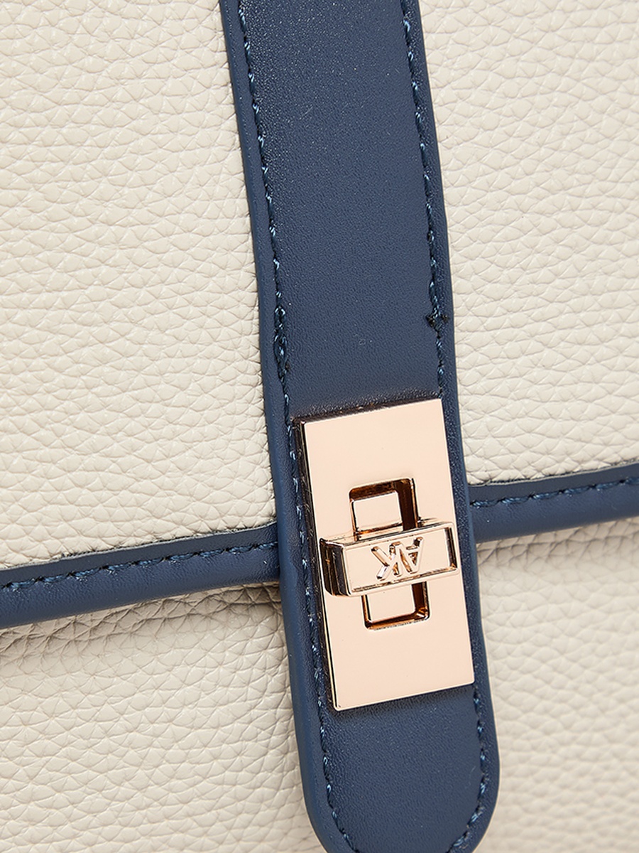 Contrast Detail PU Top Handle Bag