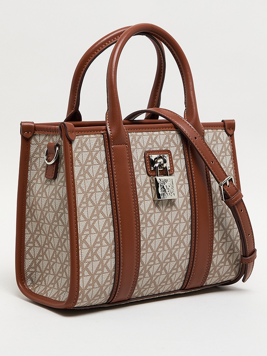 Monogram Patterned PU Tote Bag