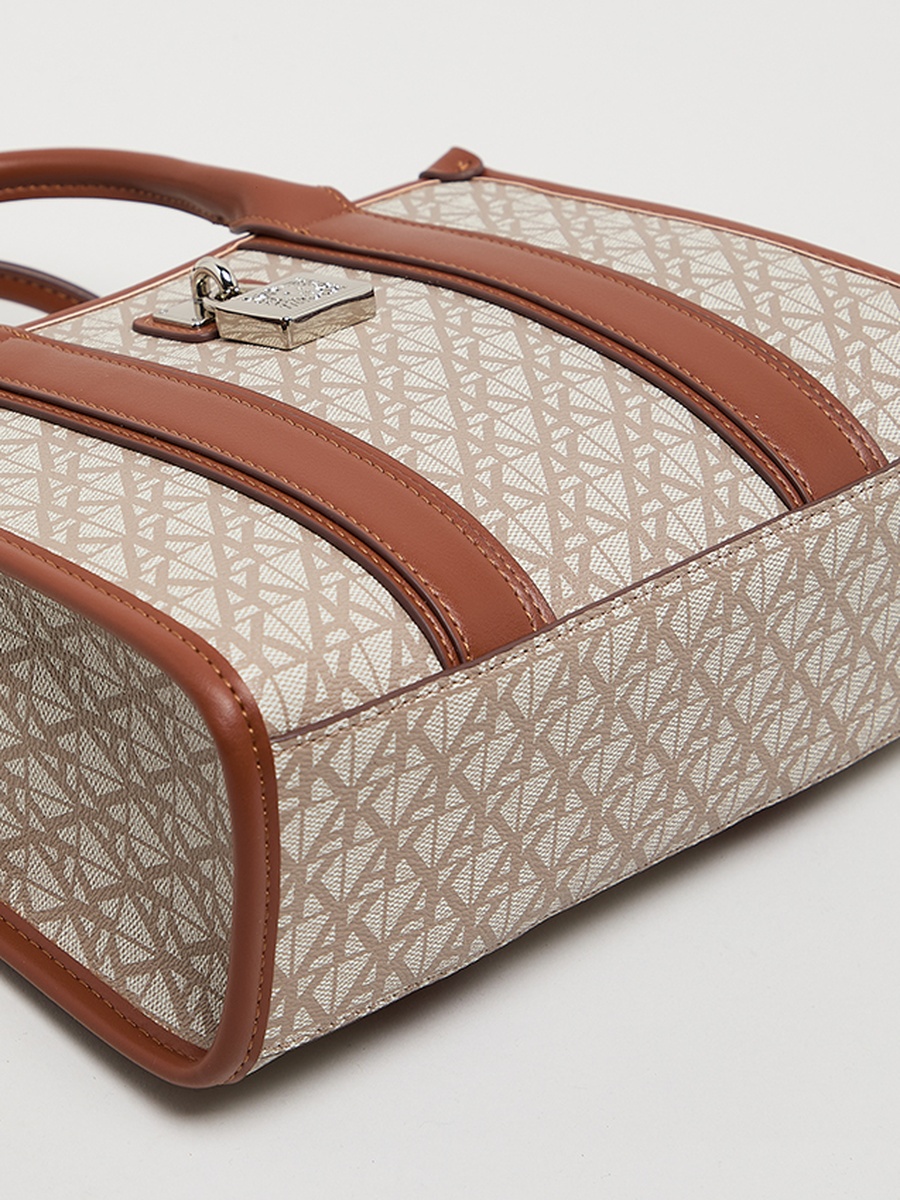 Monogram Patterned PU Tote Bag