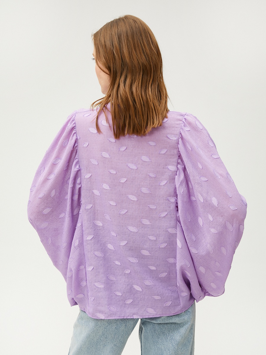 Bat Sleeve Mandarin Neck Blouse