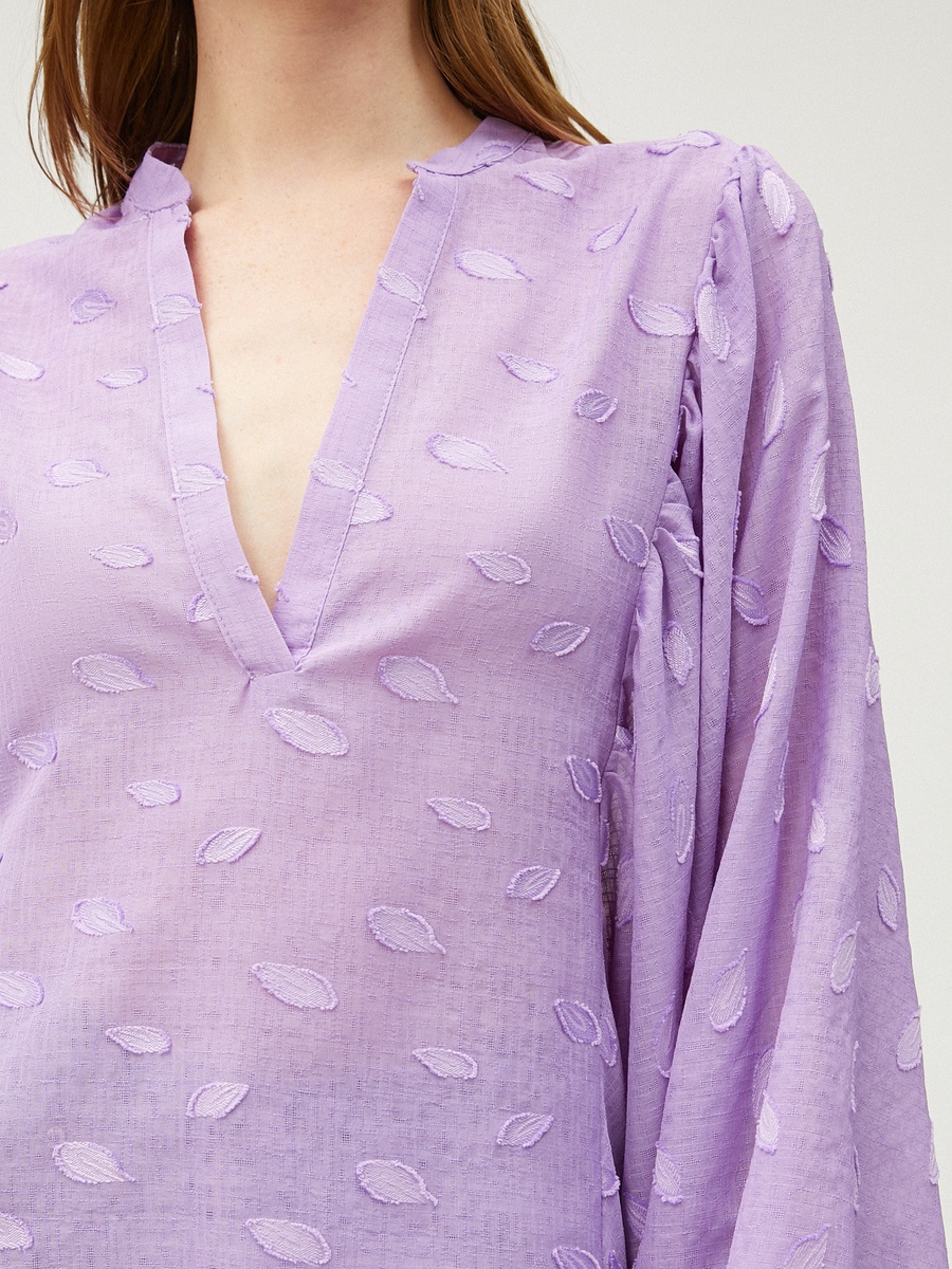 Bat Sleeve Mandarin Neck Blouse