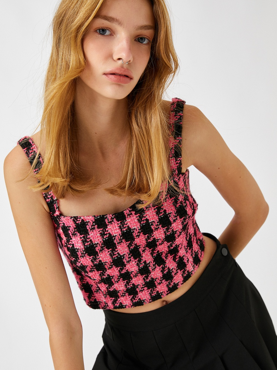 Sweetheart Neck Crop Tweed Bustier