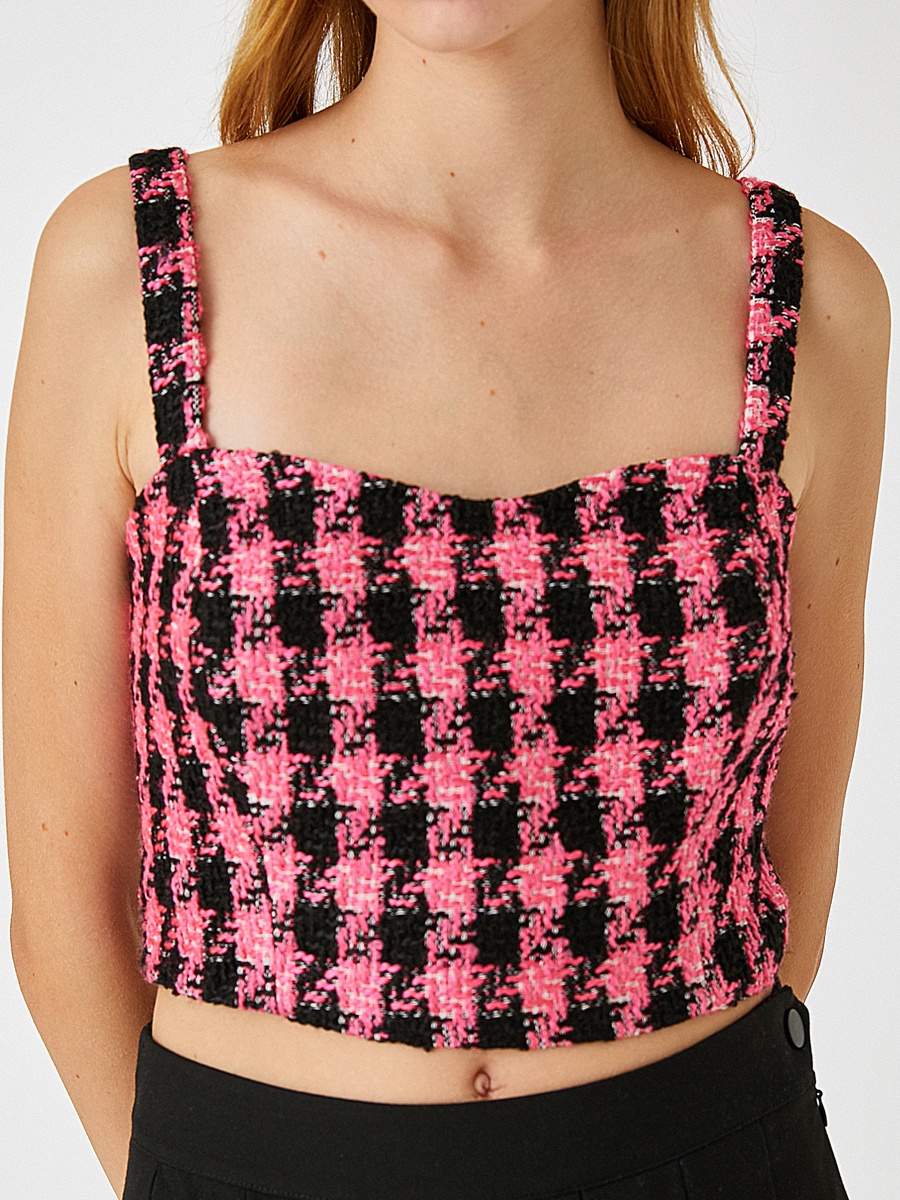 Sweetheart Neck Crop Tweed Bustier