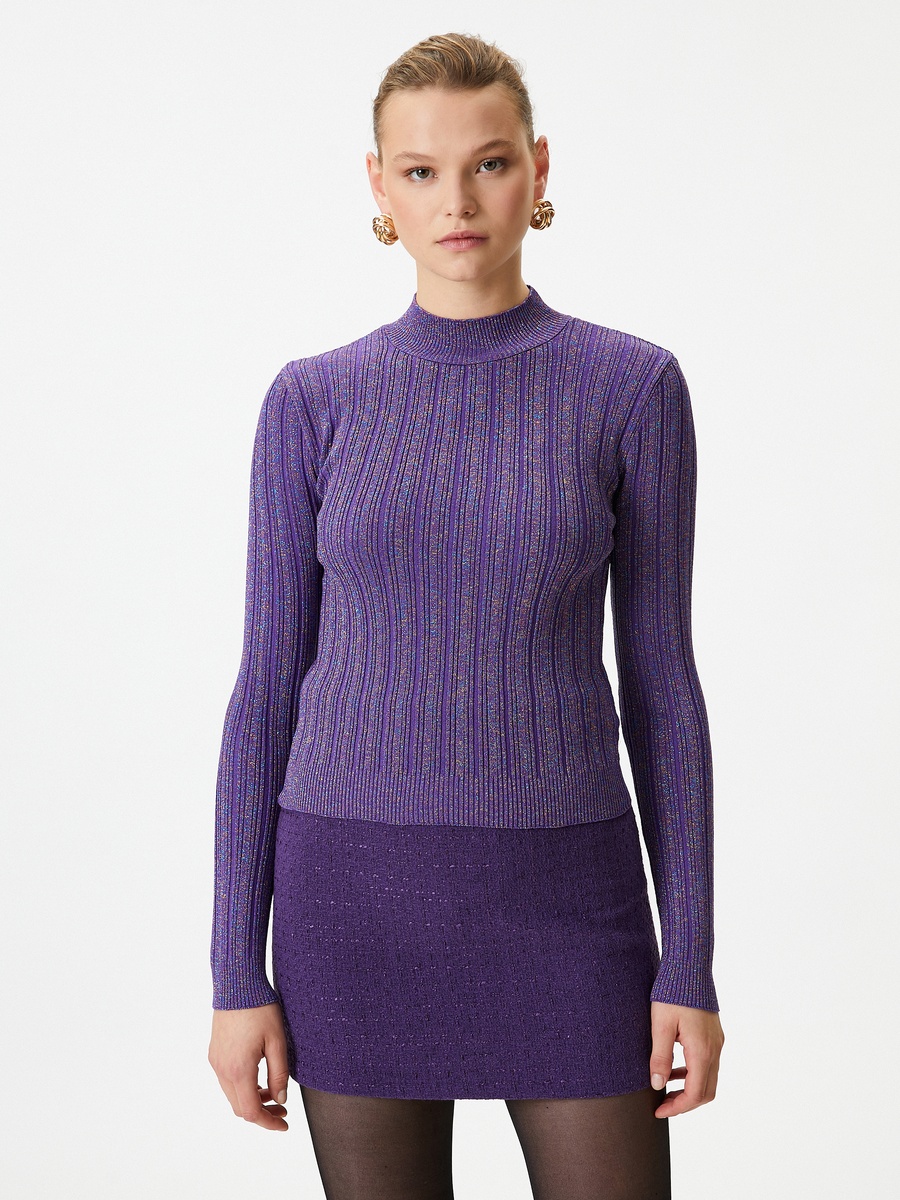 Half Turtle Neck Glitter Knitted Sweater