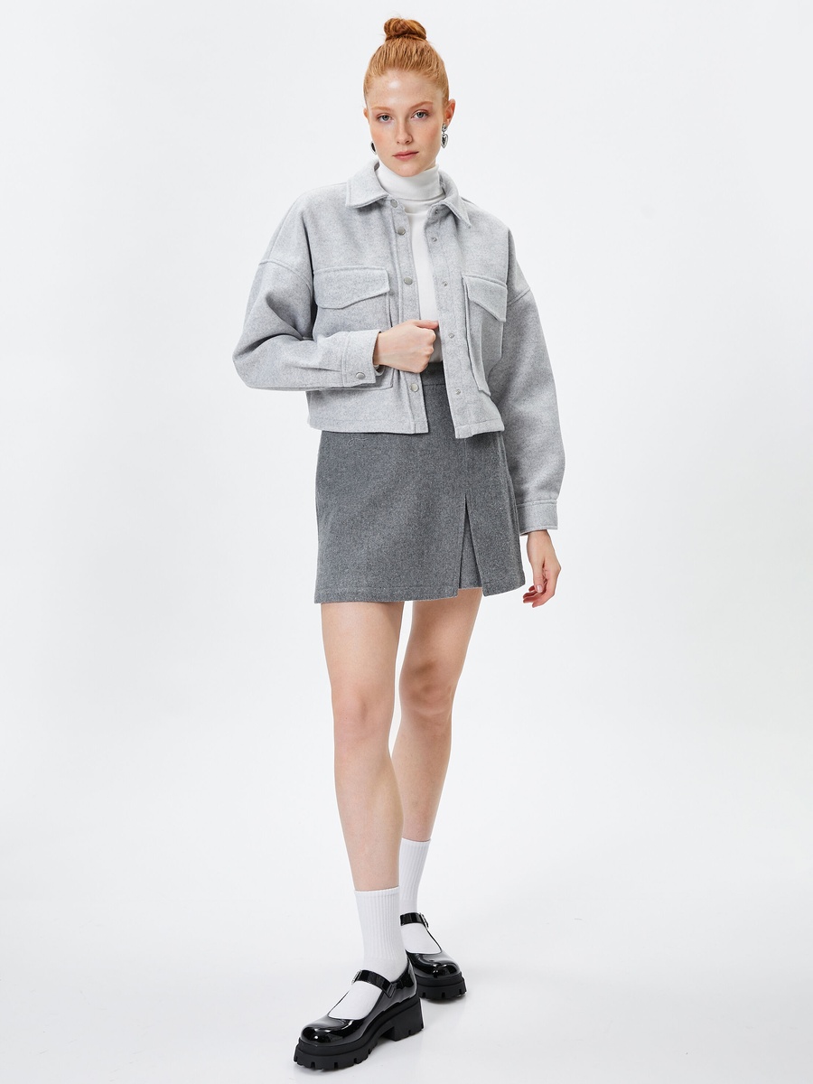 Textured Double Flap Pocket Relaxed Shacket