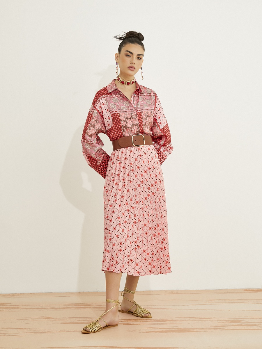 Floral Pleated Midi Skirt