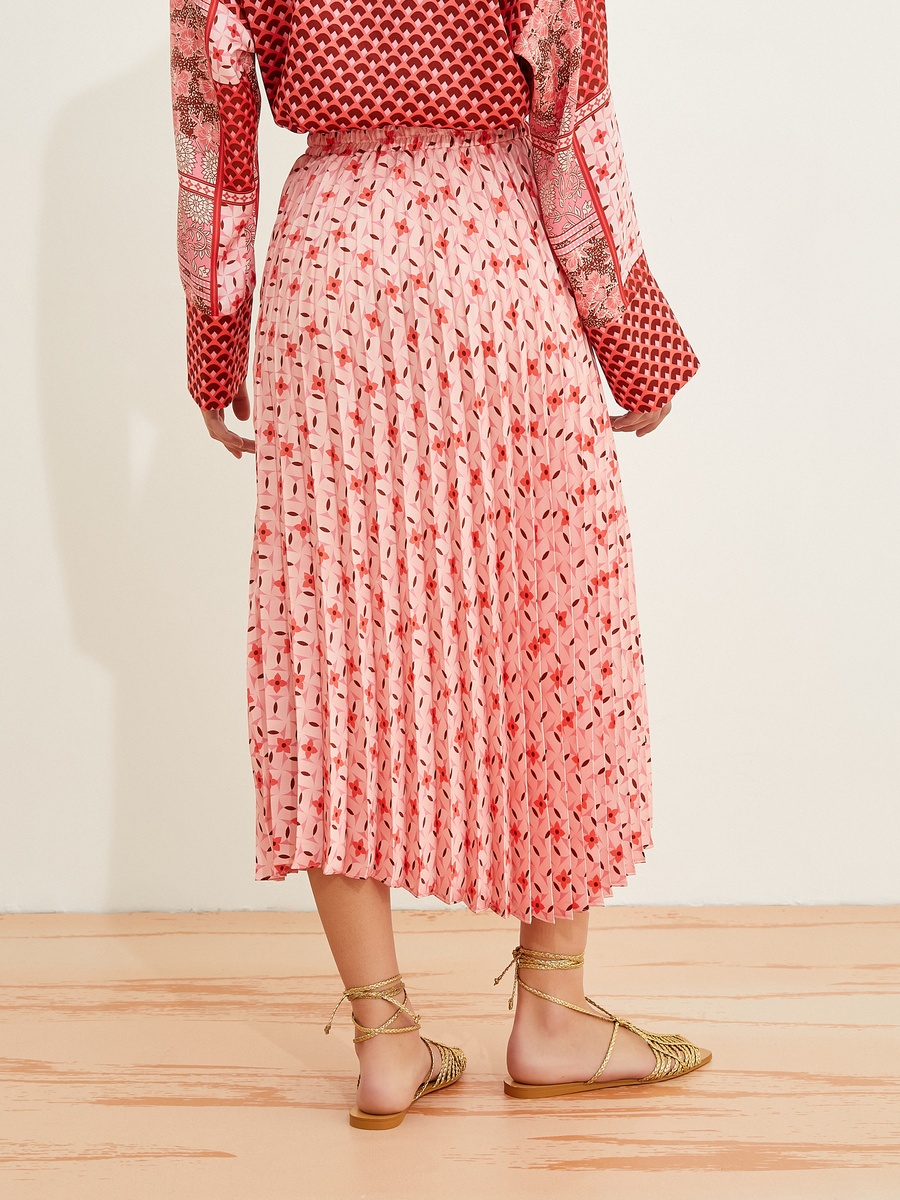 Floral Pleated Midi Skirt