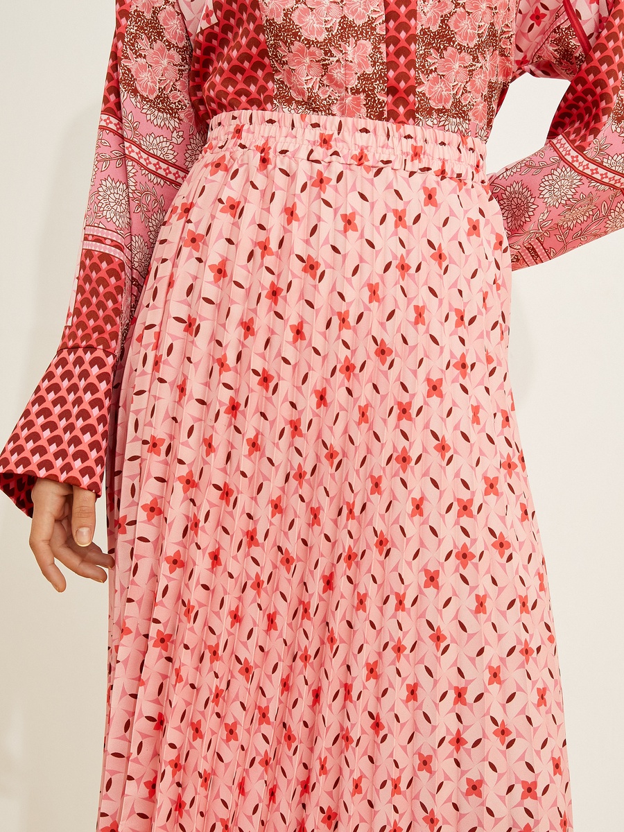 Floral Pleated Midi Skirt