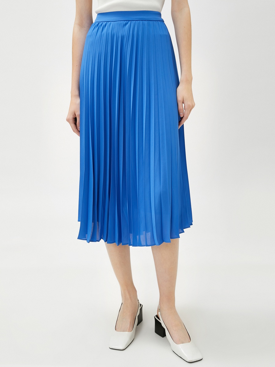 Elastic Waist Midi Chiffon Pleated Skirt