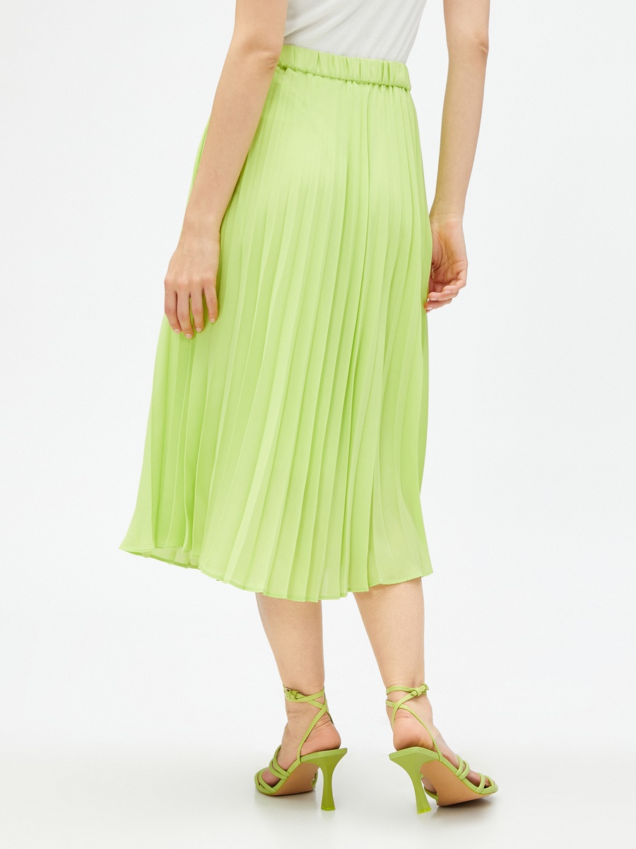 Elastic Waist Midi Chiffon Pleated Skirt