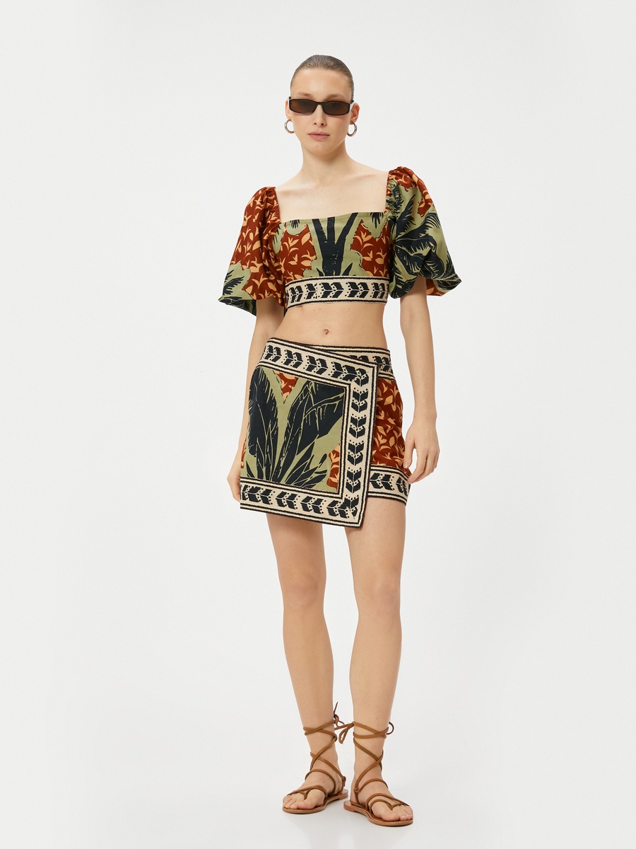 Tropical Printed Mini Skort