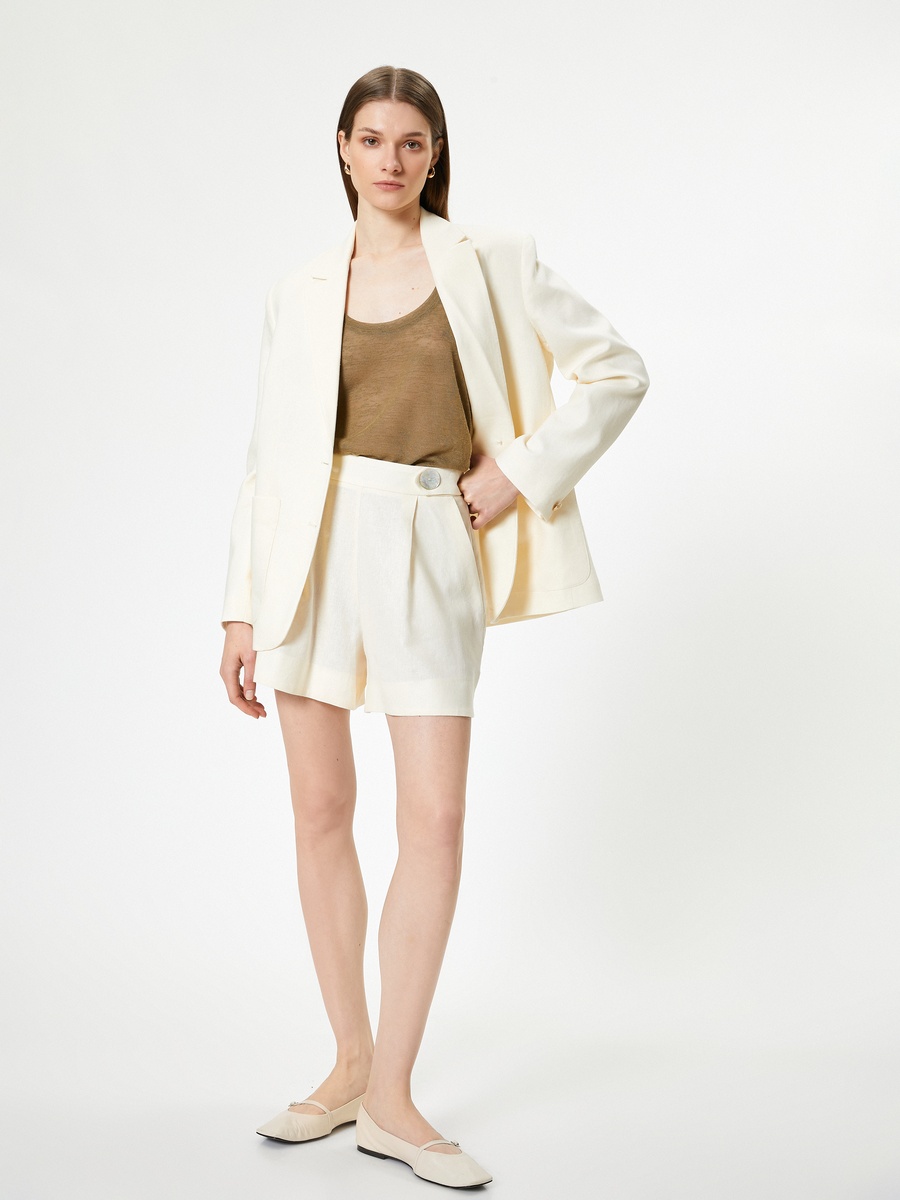 Linen Shorts with Belt Detail 