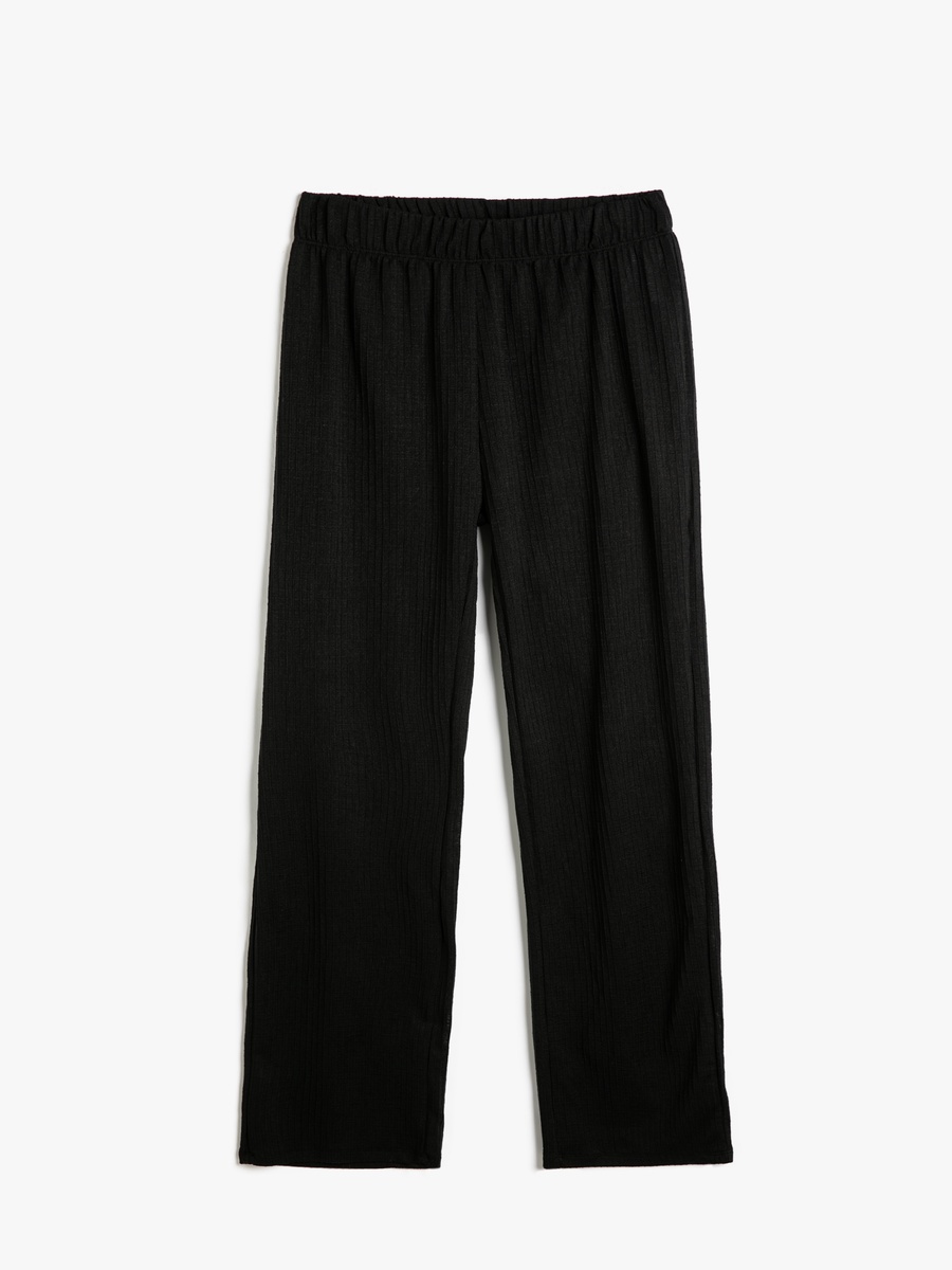 High-Rise Relaxed Fit Textured Trousers