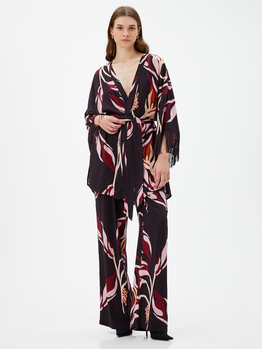 Tassel Detail Belted Kimono
