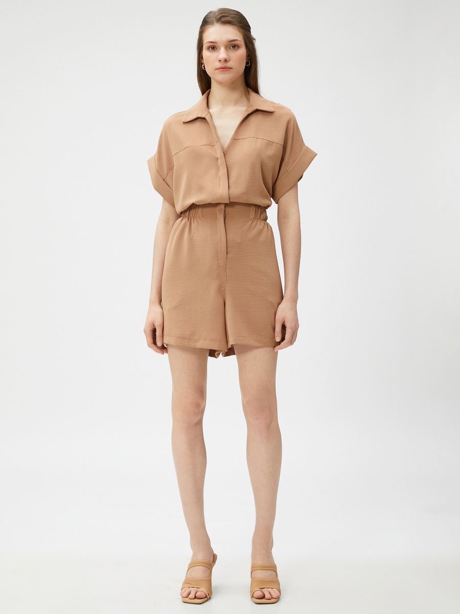 Shirt Neck Short Sleeve Romper