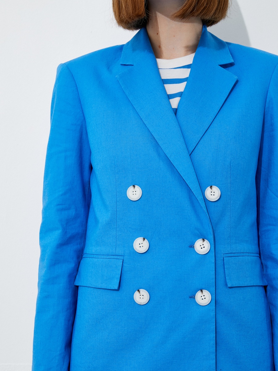 Wrapped Button Linen Blended Blazer
