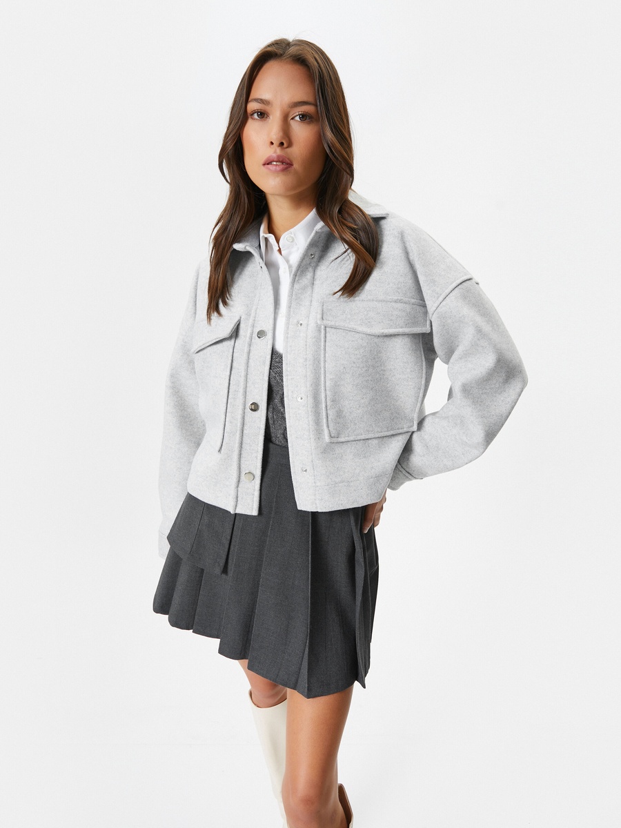 Cargo Pocket Detail Crop Jacket