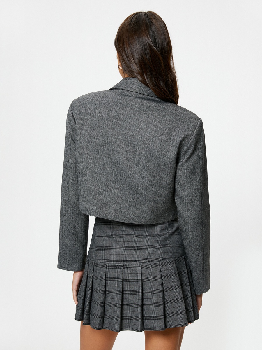 Viscose Blend Zipper and Pocket Detail Crop Jacket