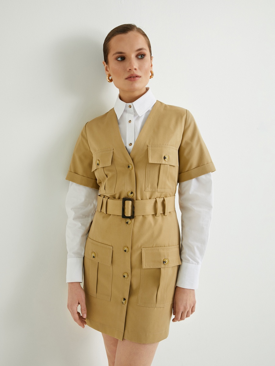 V Neck Buttoned Dress