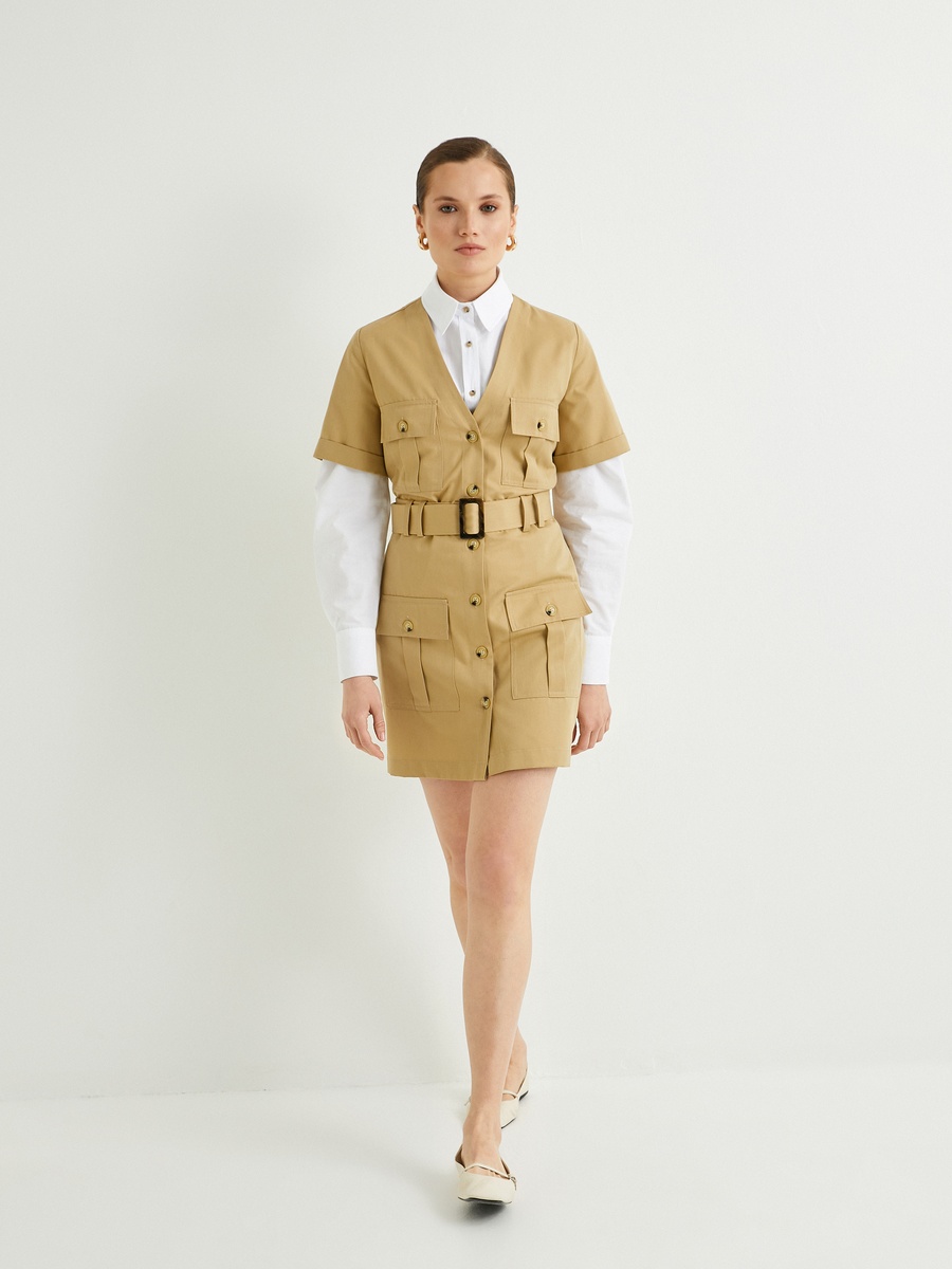 V Neck Buttoned Dress