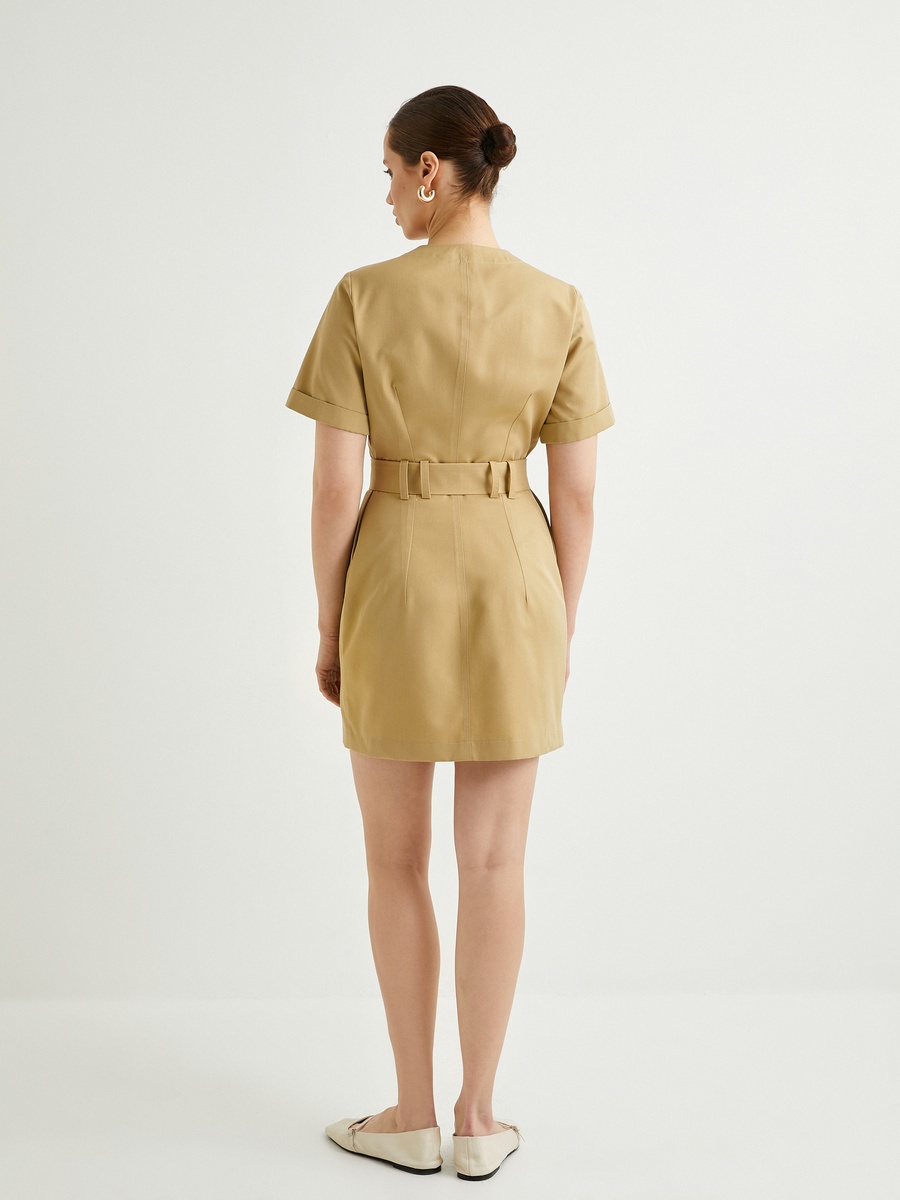 V Neck Buttoned Dress