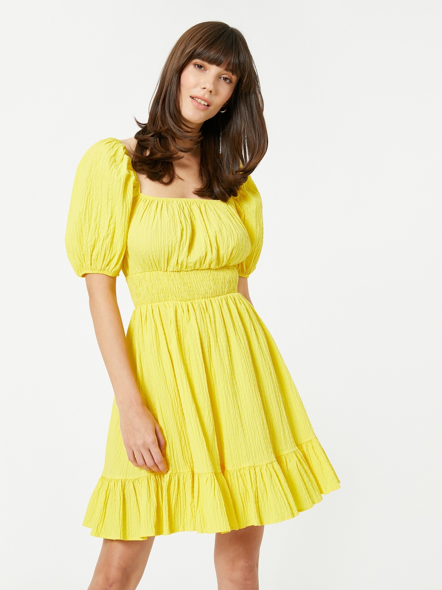 Puff Sleeve Smocked Cotton Mini Dress