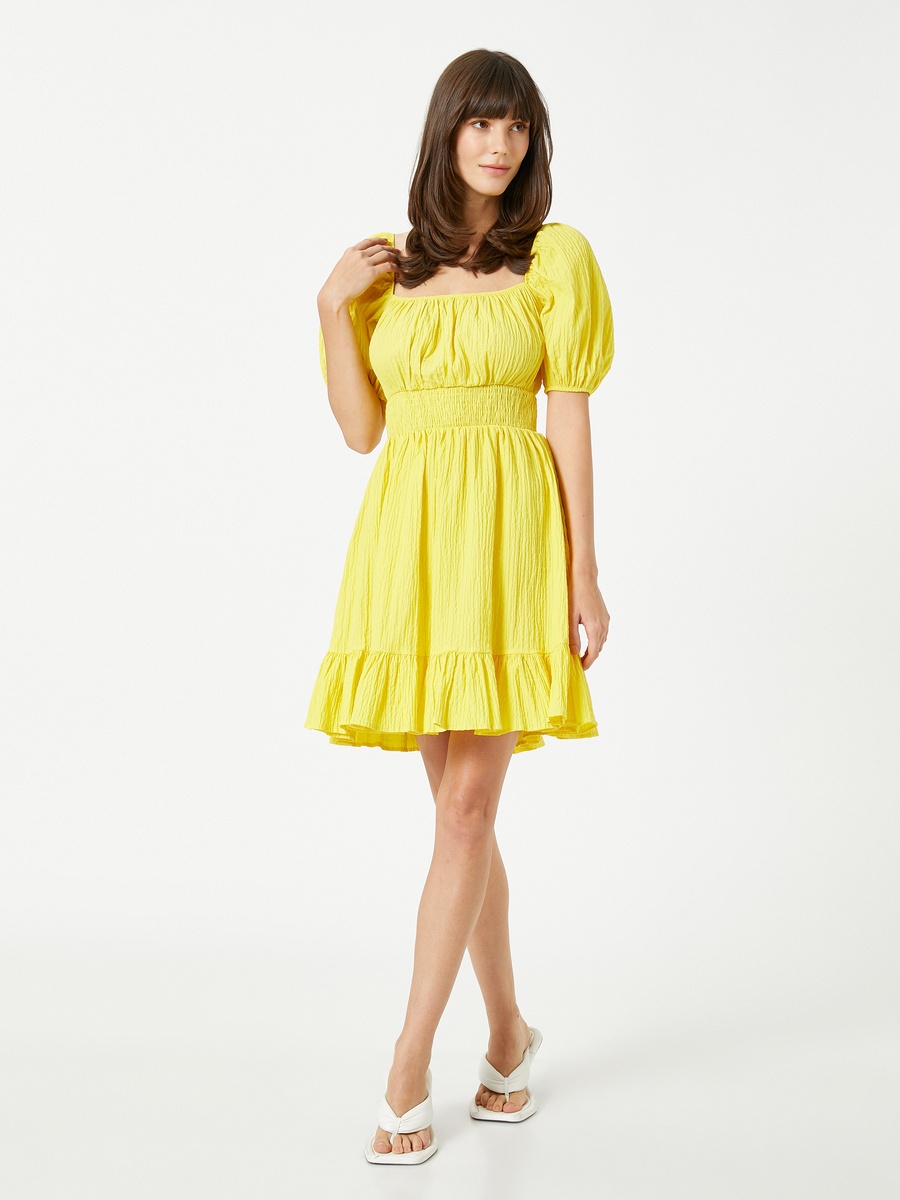 Puff Sleeve Smocked Cotton Mini Dress