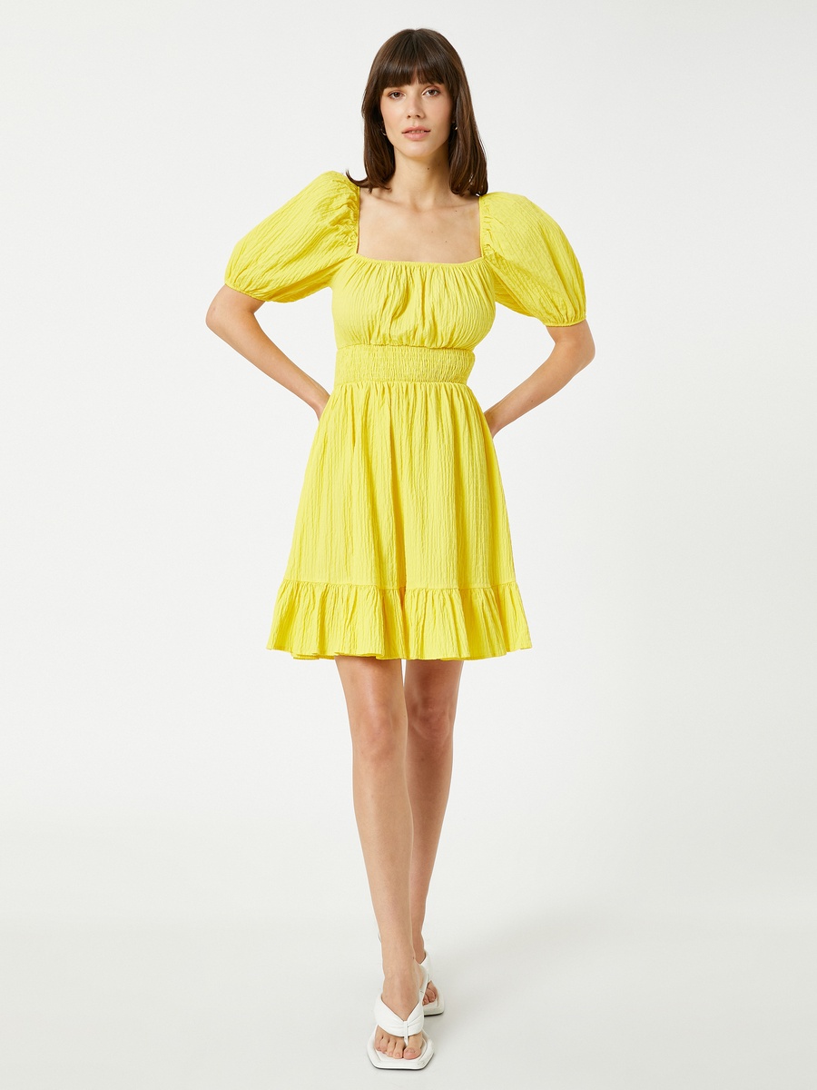 Puff Sleeve Smocked Cotton Mini Dress