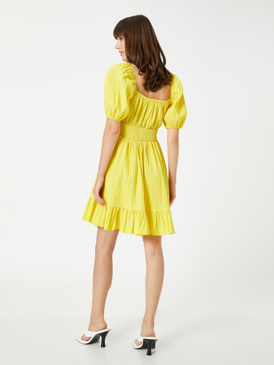 Puff Sleeve Smocked Cotton Mini Dress