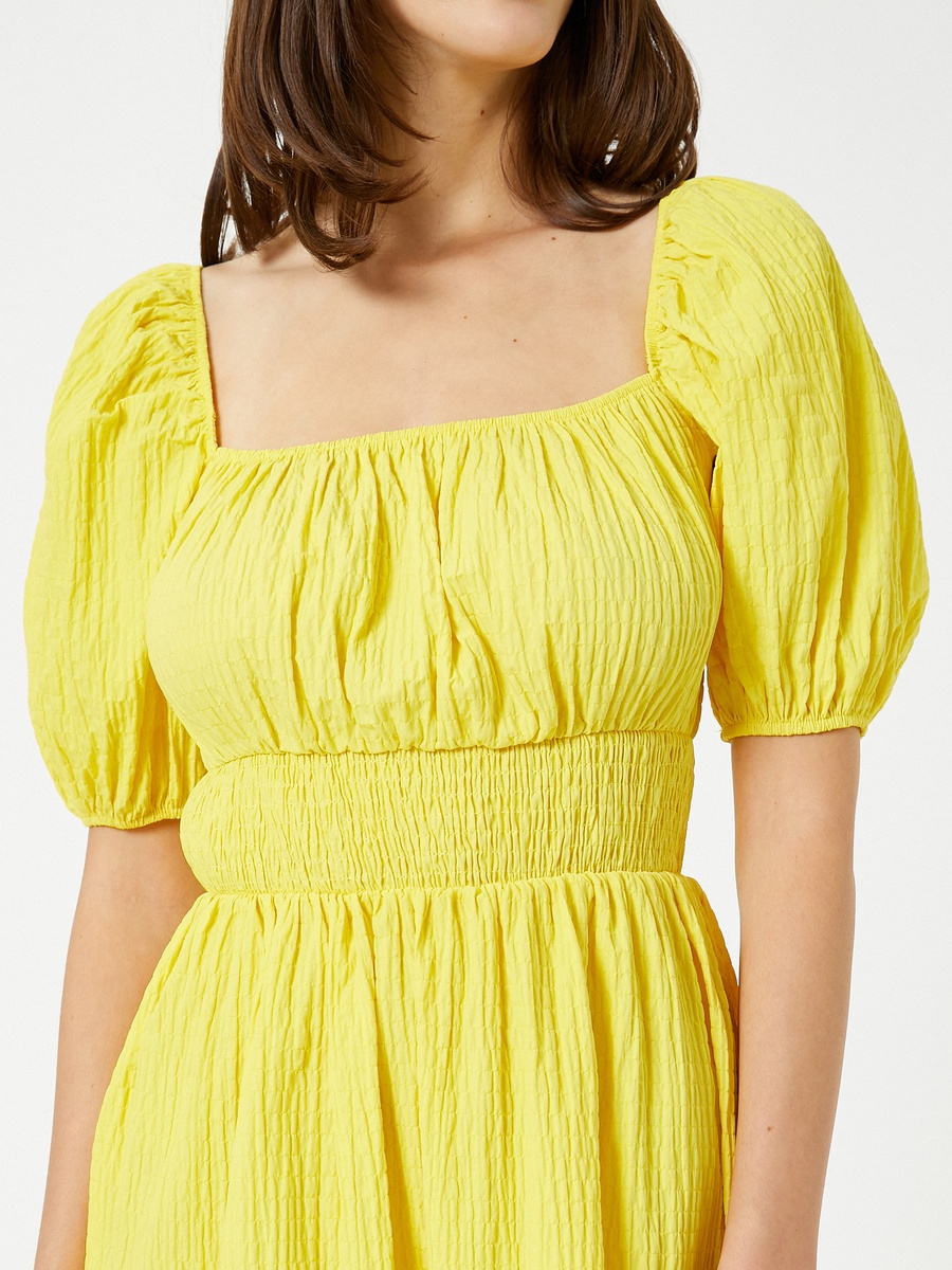 Puff Sleeve Smocked Cotton Mini Dress