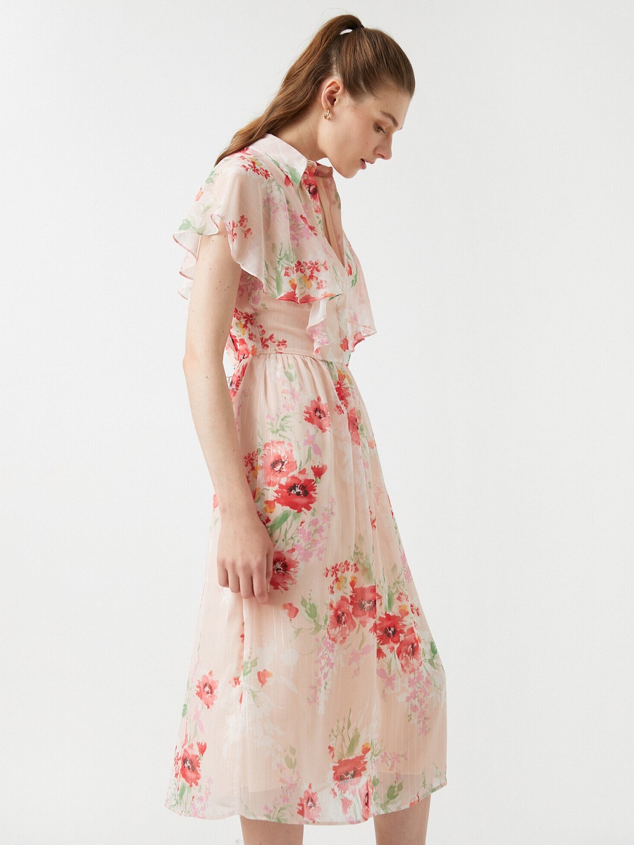 Chiffon Collared Midi Dress