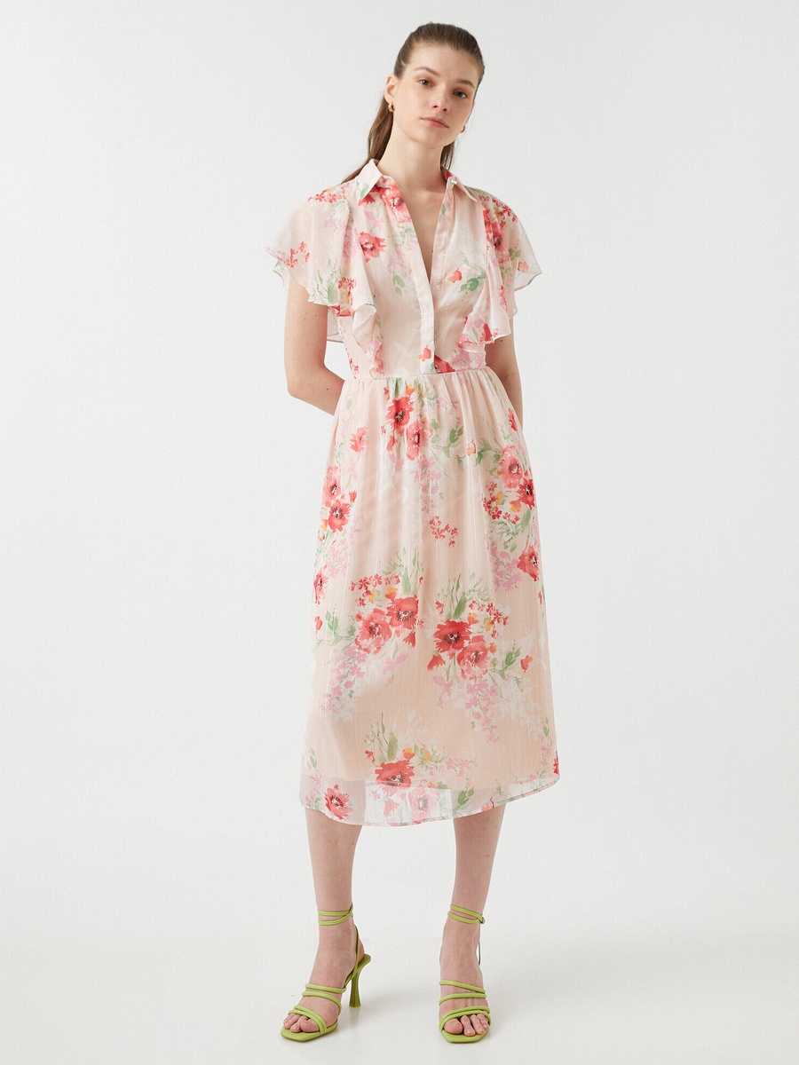 Chiffon Collared Midi Dress