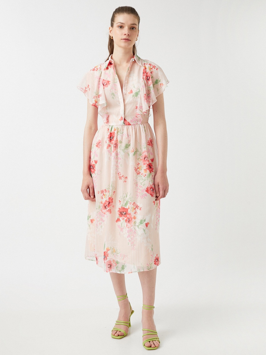 Chiffon Collared Midi Dress