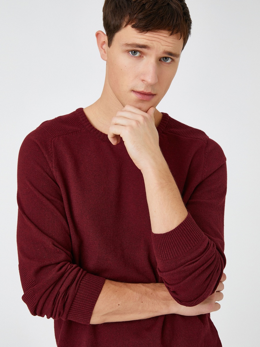 Plain Slim Fit Knitwear Sweater with Crew Neck