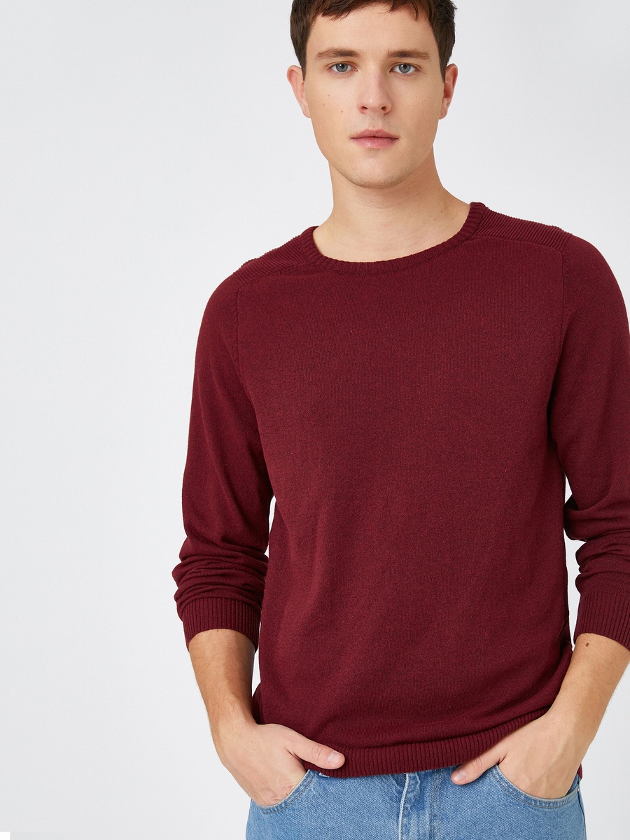 Plain Slim Fit Knitwear Sweater with Crew Neck