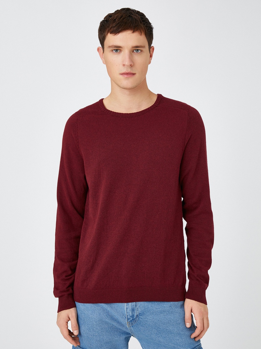 Plain Slim Fit Knitwear Sweater with Crew Neck