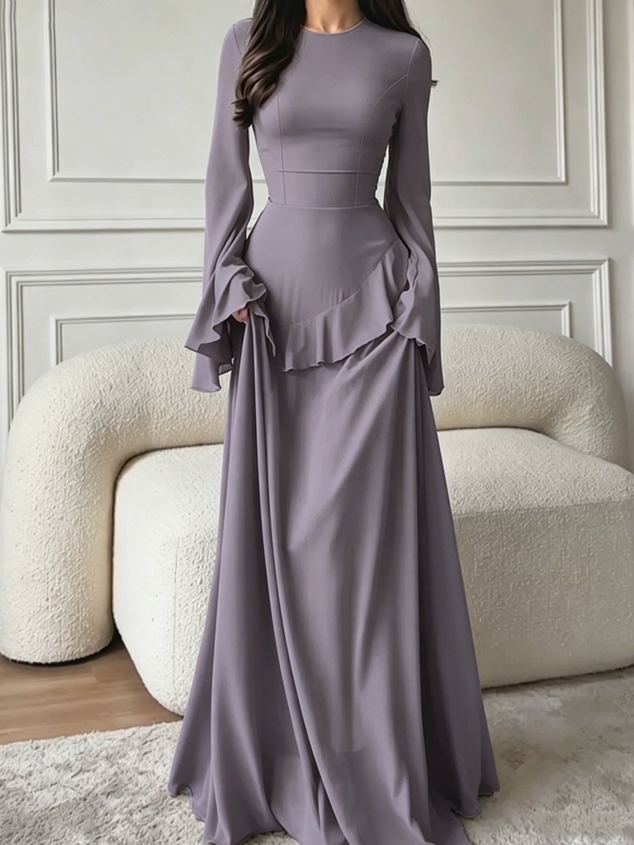 grey ruffle sleeve dress Knit Ruffle Sleeve Dress- GREY  Refuge Boutique