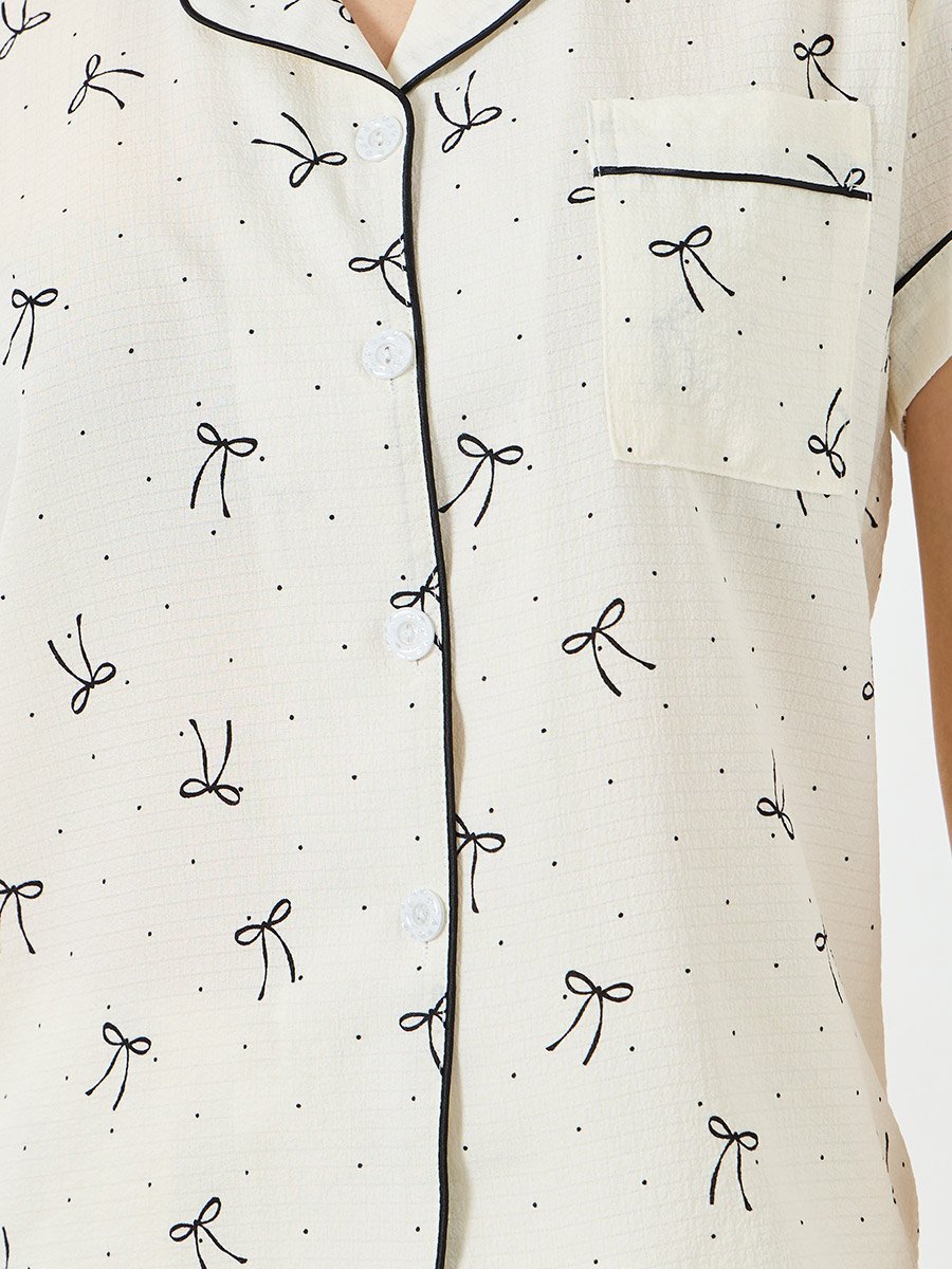 All-Over Print Short Sleeve Shirt and Shorts Pyjama Set