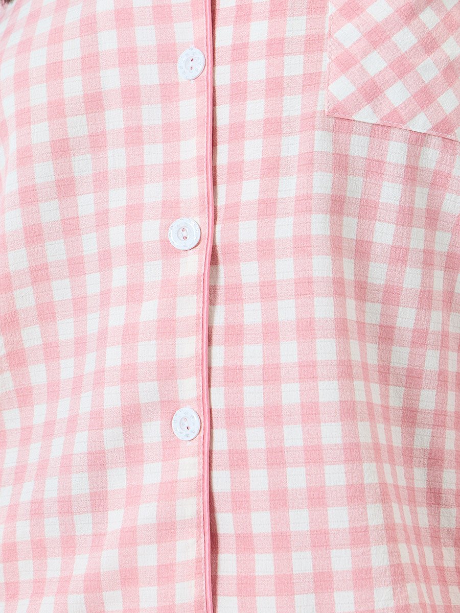 Pink Gingham Check Shirt and Pyjama Set