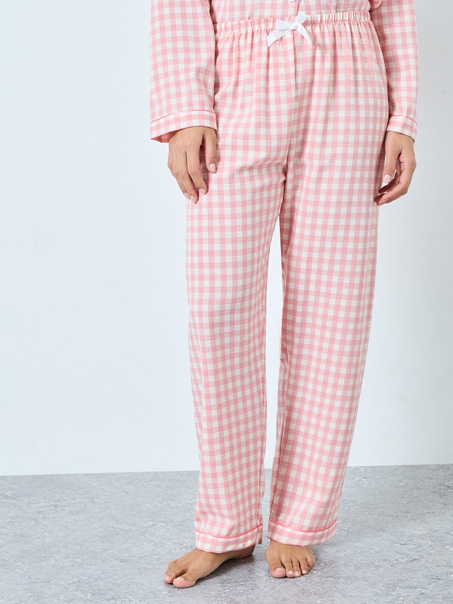 Pink Gingham Check Shirt and Pyjama Set