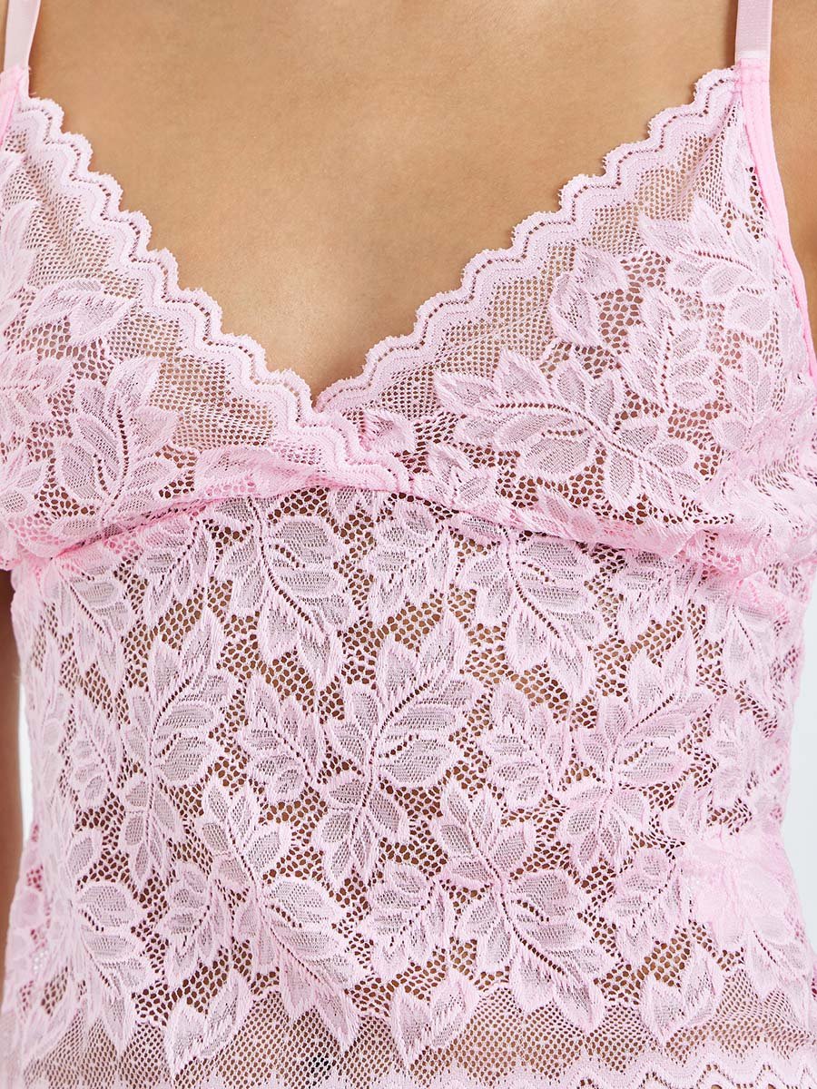 Floral Lace Cami Top and Thong Brief Set
